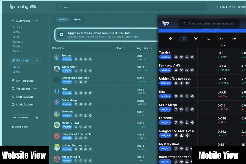 Moby is the best runner up NFT data analytics tool.