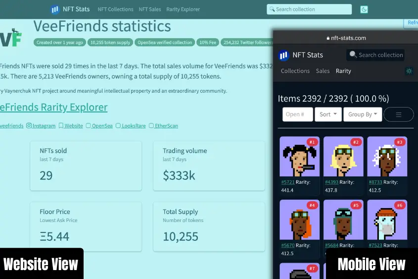 NFT Stats provides the largest number of NFT statistics