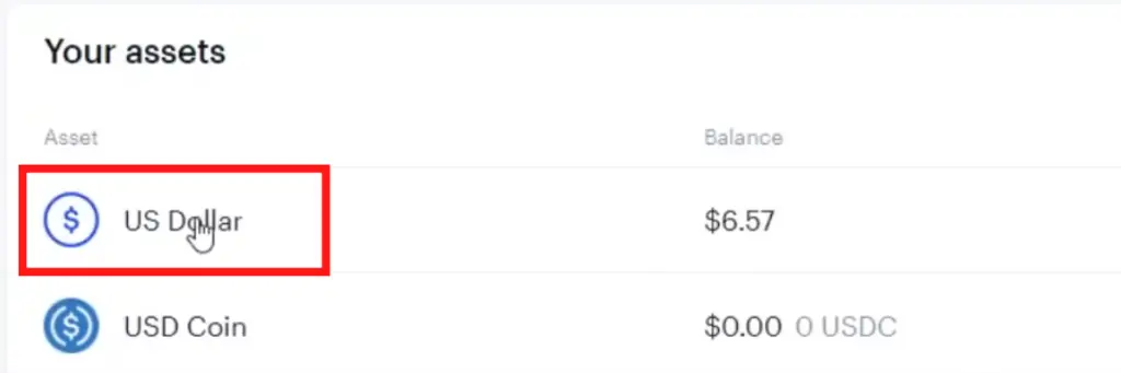 US Dollar amount in Coinbase portfolio.