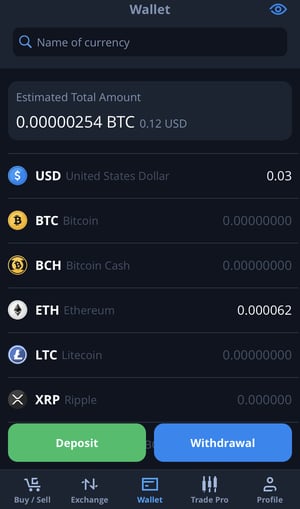Buy NFT. A screenshot of a crypto currency exchange.