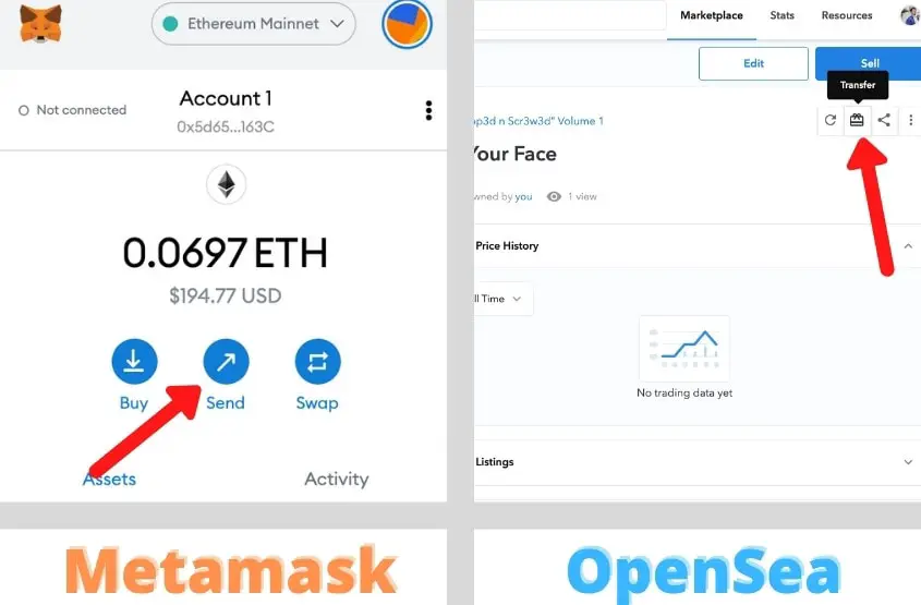 How to transfer NFTs to another wallet via Opensea