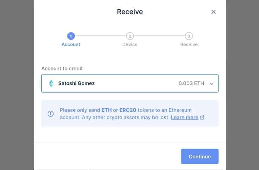 How to receive assets via Ledger live