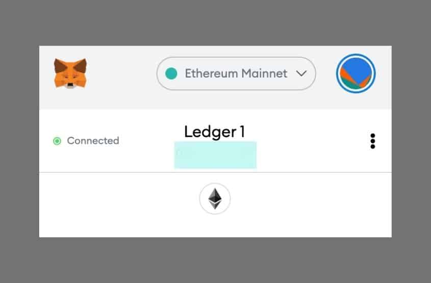 My Ledger device connected to Metamask