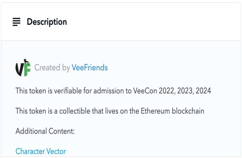 VeeFriends NFT smart contract terms.