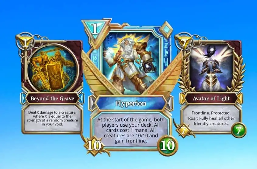 Gods Unchained is the world's first free-to-play multiplayer blockchain-based game, the first blockchain trading card game