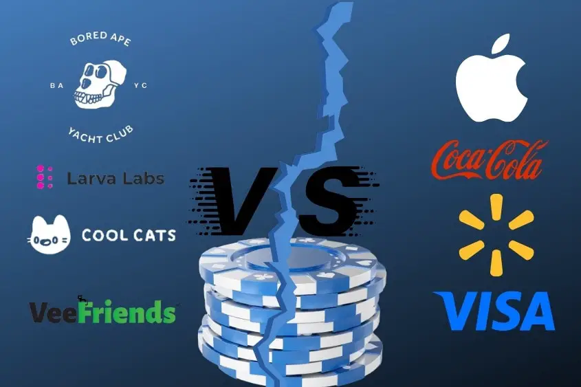 Blue Chip NFT. Several NFT brands and traditional companies comparison.
