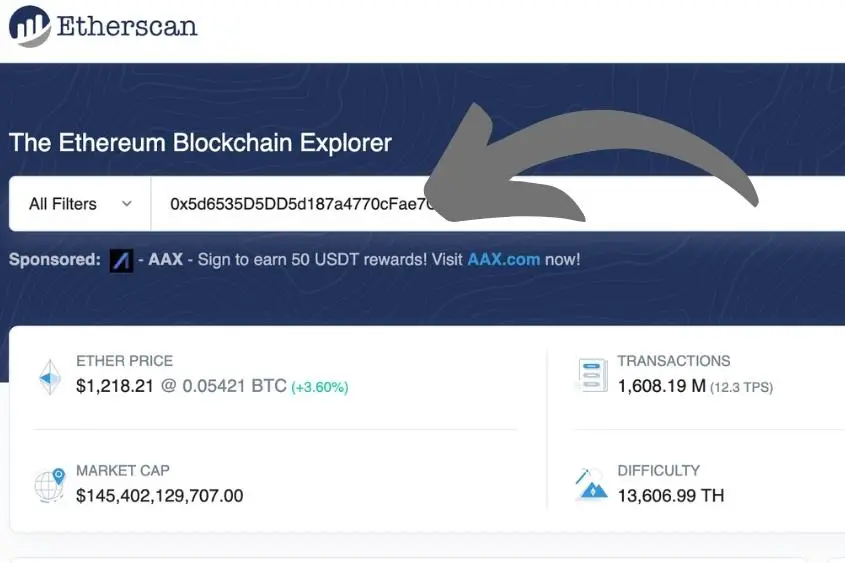 Use Etherscan blockchain explorer to view every transaction on Ethereum.