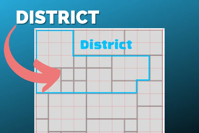 A DISTRICT is a special kind of ESTATE owned by two more people.