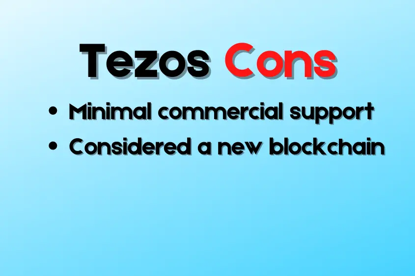 Below is a list of cons that you might want to consider before using the Tezos blockchain for your NFT needs.