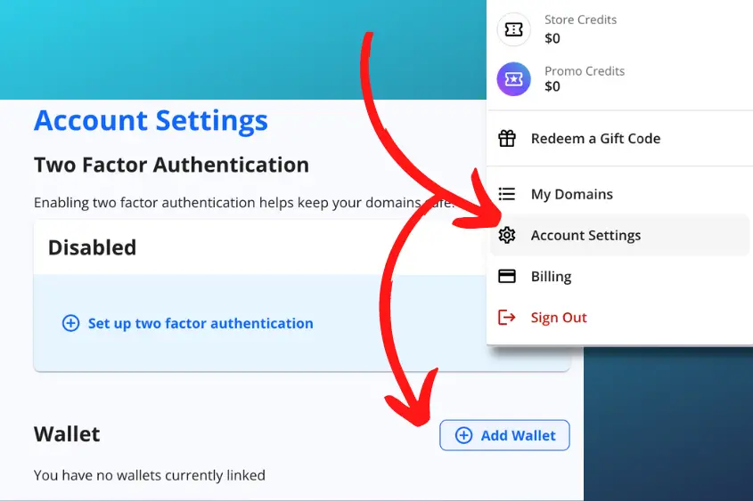 Connect wallet to Unstoppable Domain.