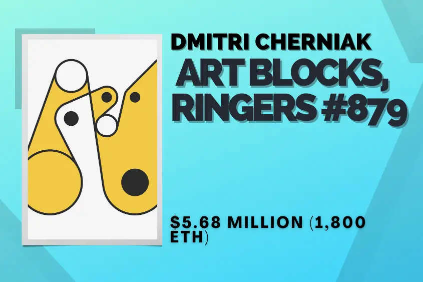 Art Blocks, Ringers #879 is the 21st most expensive NFT ever sold.