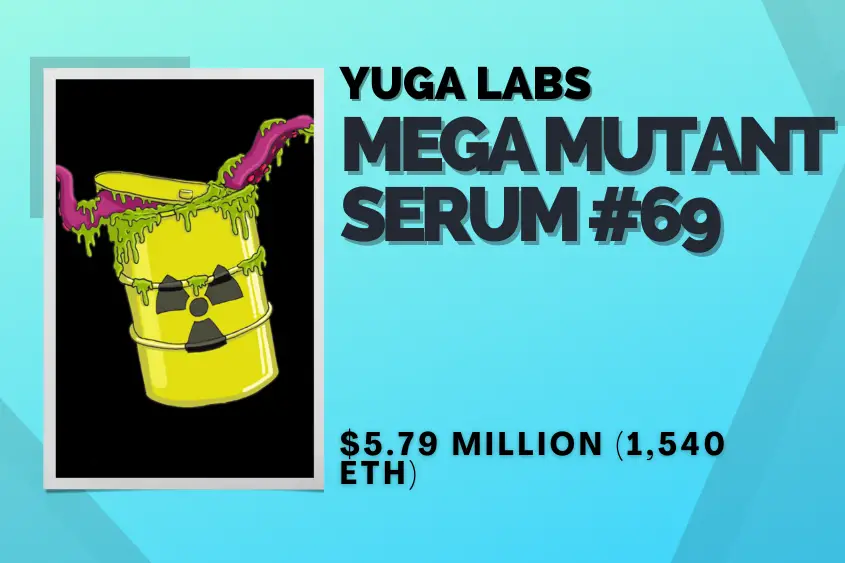 Mega Mutant Serum #69 is the 20th mot expensive NFT ever sold.