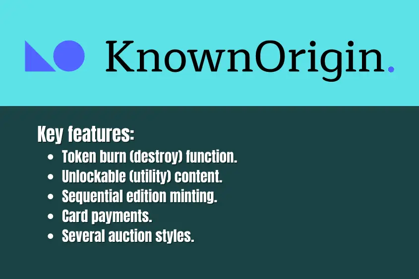 KnownOrigin NFT marketplace features