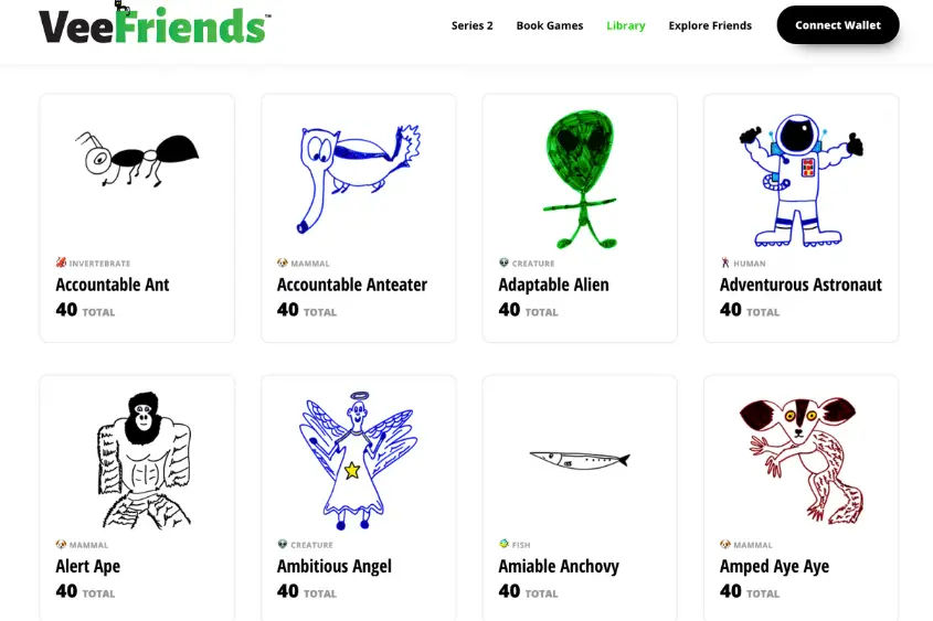 VeeFriends Series 1 NFTs are characters hand-drawn by Gary Vee himself.