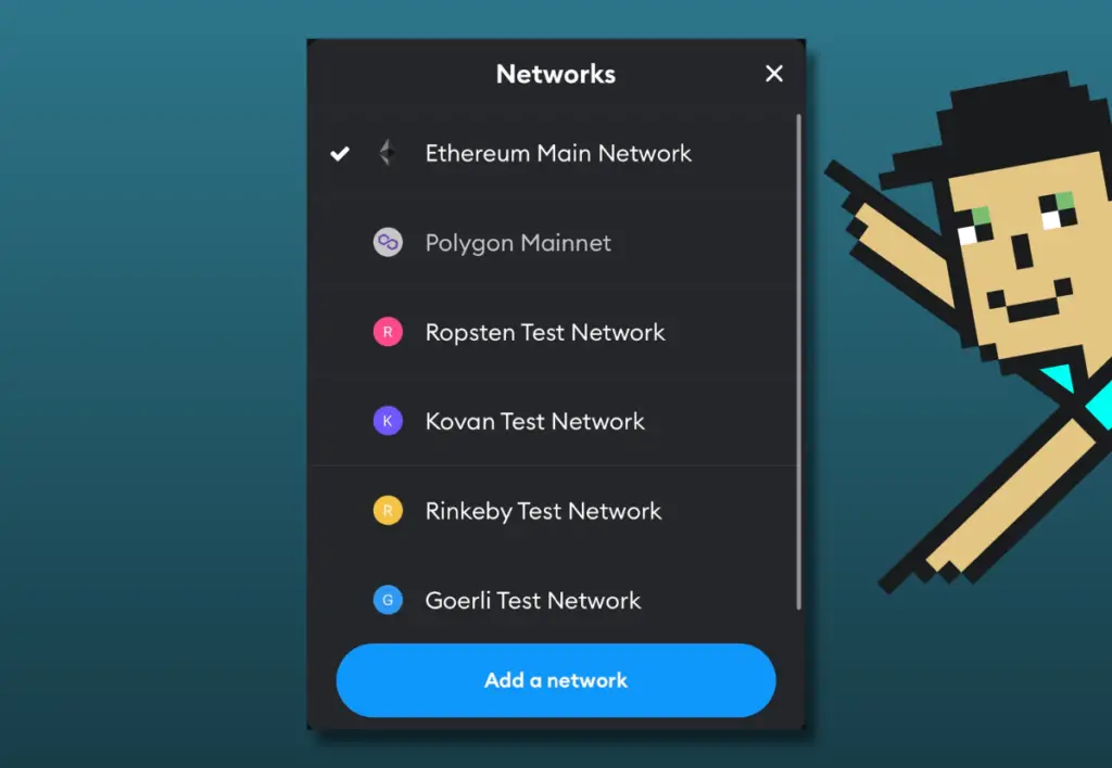 List of Networks on MetaMask.