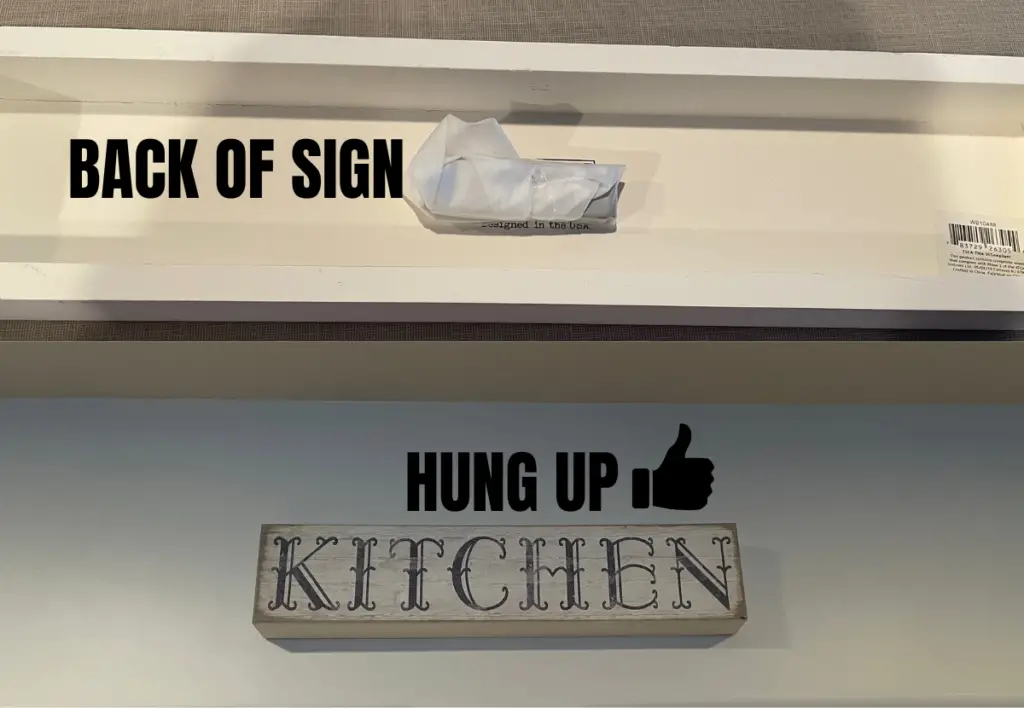 A kitchen sign with a hardware wallet kept behind it for safekeeping.