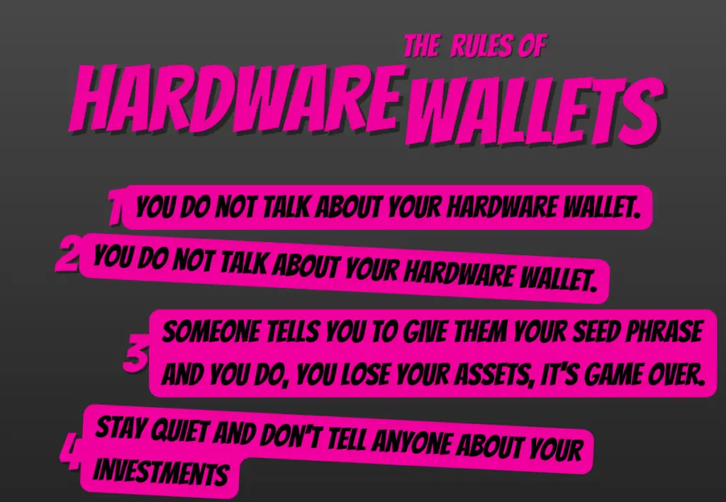 The rules of hardware wallets—a tribute to the move Fight Club.