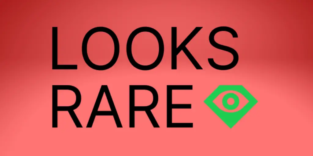 LooksRare logo on a red background.