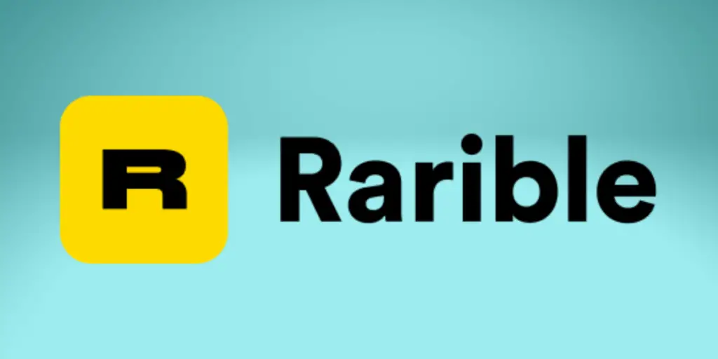 Rarible logo on a blue background.