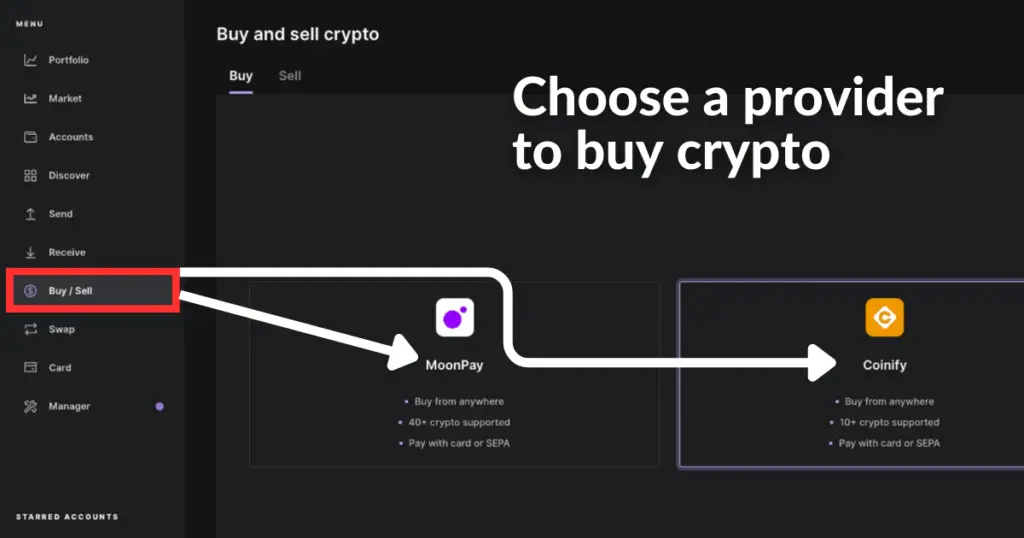 Buy crypto with hardware wallet