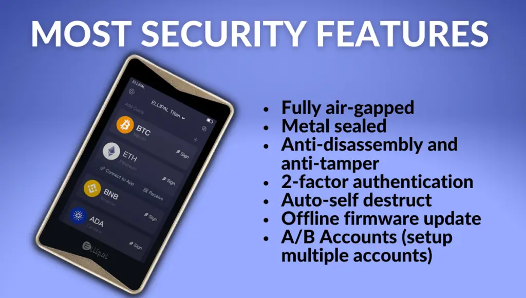 Ellipal Titan hardware wallet safety features.