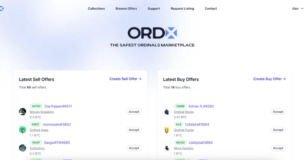 Ordinals Marketplace (ORDX).