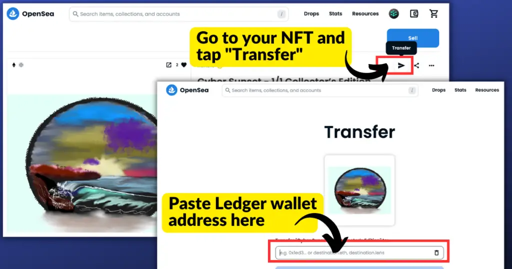 Transfer NFT to Ledger Wallet.