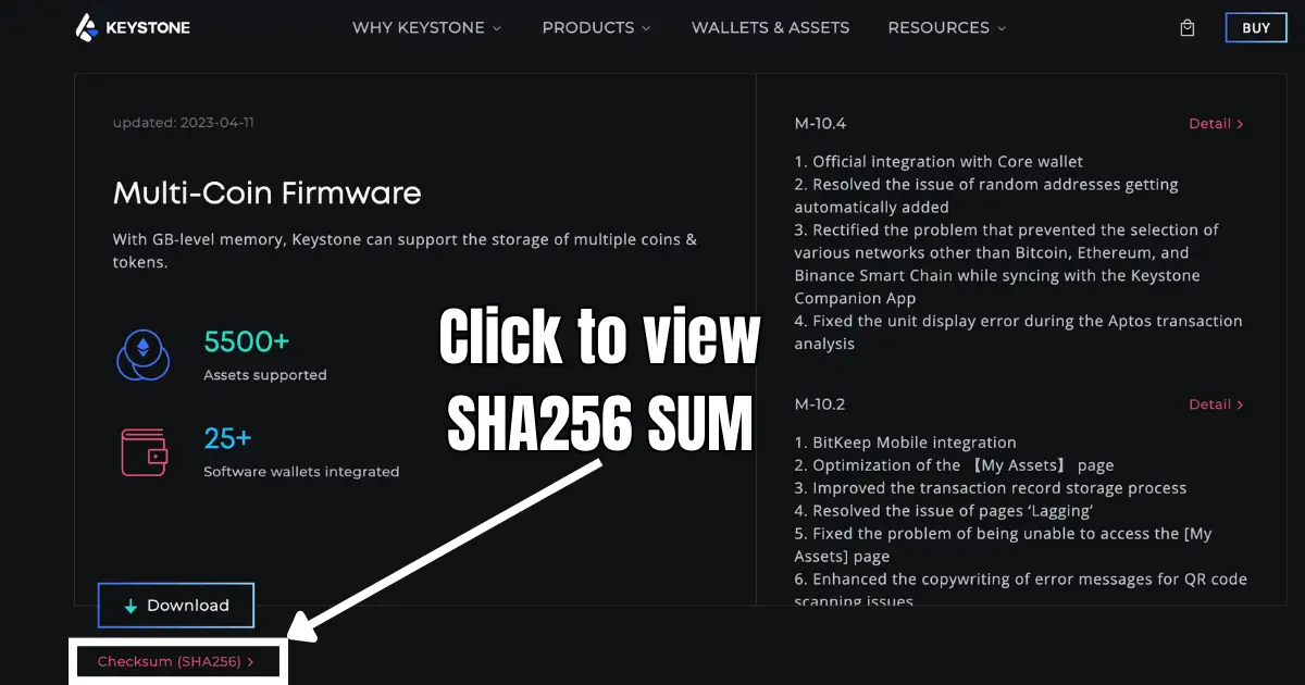 SHA256 checksum for Keystone Firmware.