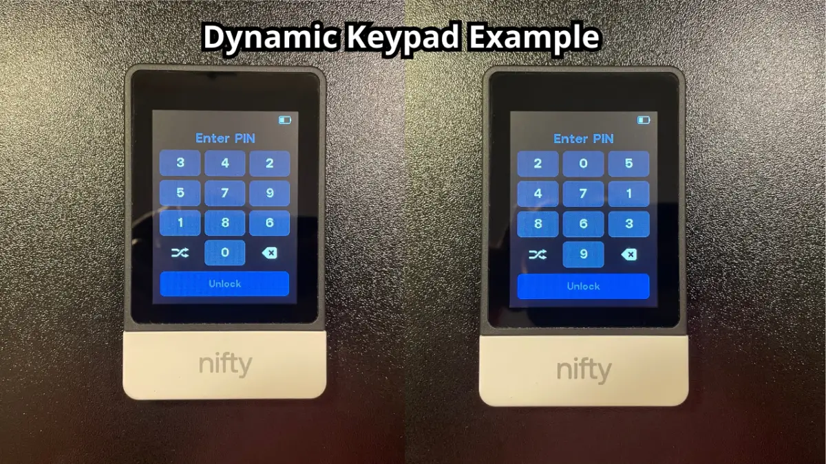 SecuX Nifty dynamic keypad in use