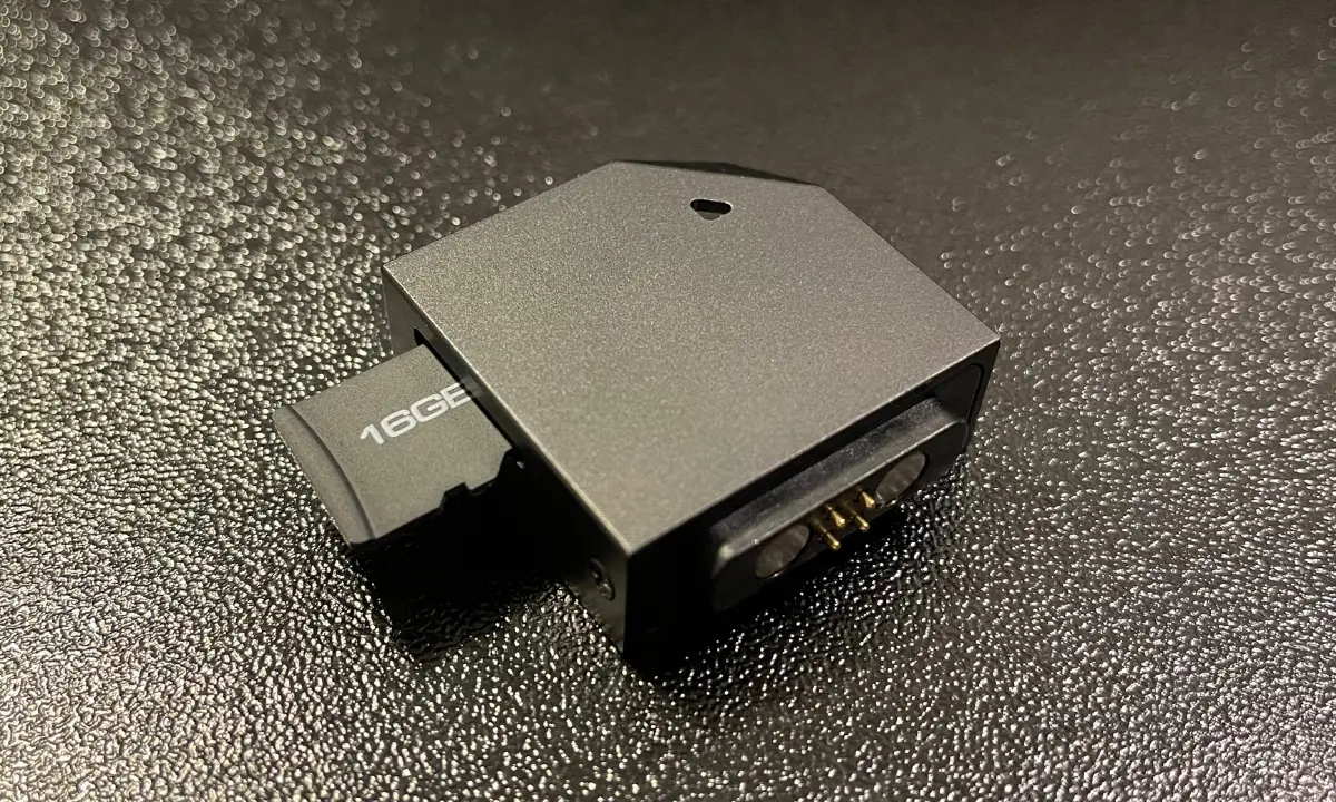 Micro sd card inserted into the Titan Mini wallet.