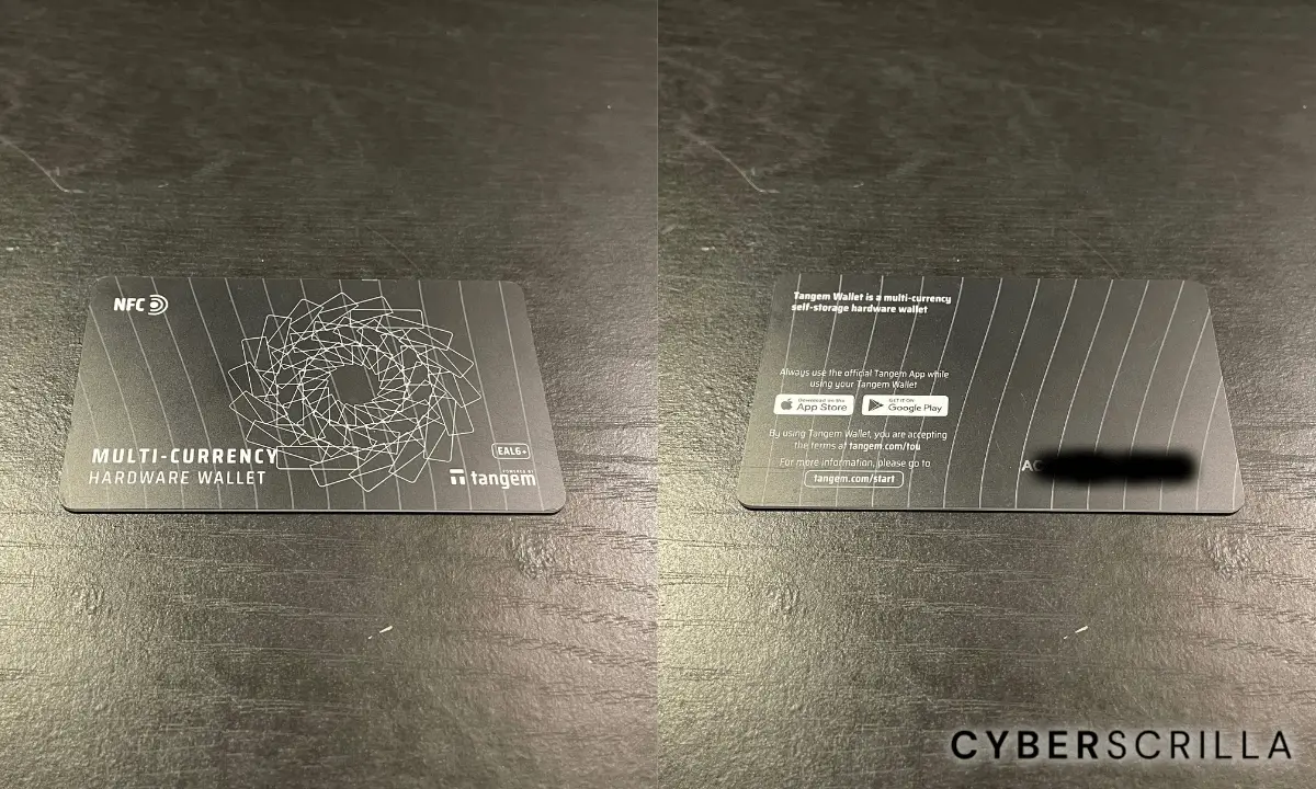 Tangem cold wallet card